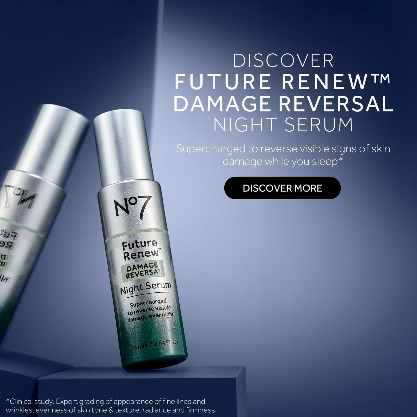 No7 Future Renew Damage Reversal Serum - Anti-Aging Face Night Serum - Hyaluronic Acid + Niacinamide for Sun Damage Reversal - Sensitive Skin Suitable (0.84 Fl Oz)