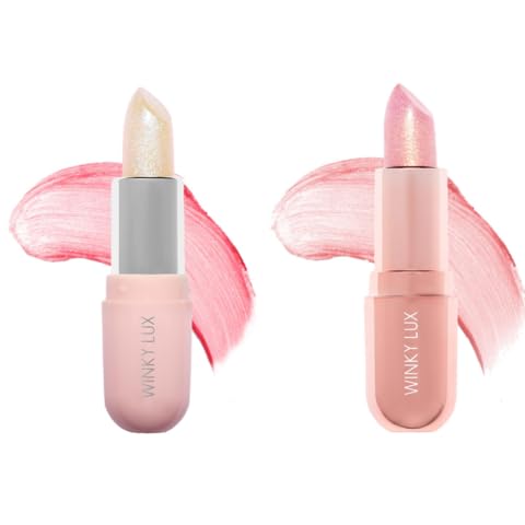Winky Lux Glimmer Balm, pH Lip Balm, Color Changing Lipstick & Tinted Lip Balm, Hydrate & Plump with Buildable Pink Finish, Pink Opal