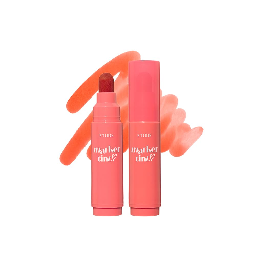ETUDE Dear Darling Marker Tint #1 Raspberry Pop (5g) | Hydrating & Long Lasting Lip Stain | High Pigmented Lip Maker with Easy Drawing Tip | Korean Daily Lip Tint, Korean Makeup, Kbeauty
