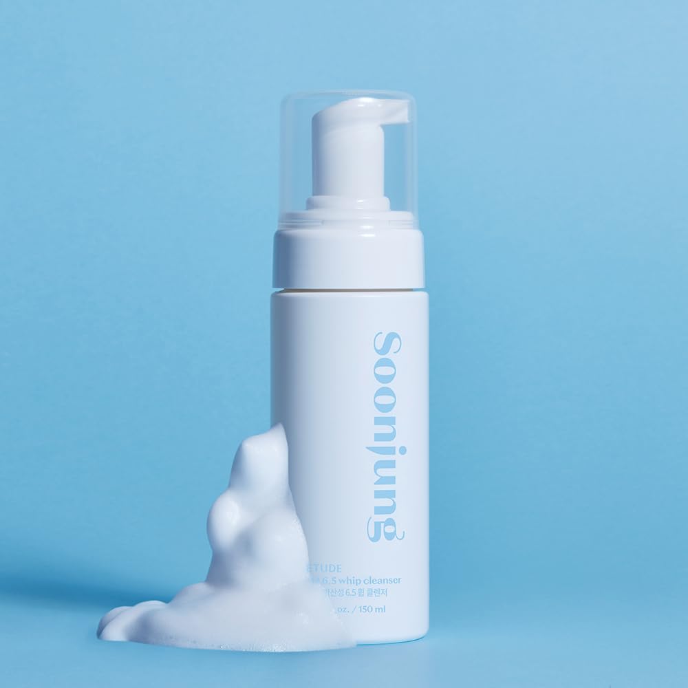 ETUDE SoonJung pH 6.5 Whip Cleanser 8.45 fl.oz (250ml) | Non Comedogenic & Hypoallergenic Soft Bubble Facial Wash for Sensitive Skin | Fragrance-Free & Low-pH Vegan Facial Cleansing Foam | K-Beauty