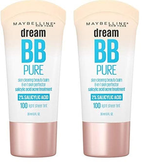 Maybelline Dream Pure Skin Clearing BB Cream, 8-in-1 Skin Perfecting Beauty Balm With 2% Salicylic Acid, Sheer Tint Coverage, Oil-Free, Light/Medium, 1 Count