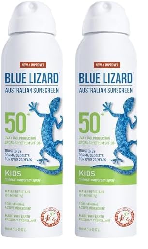 Blue Lizard Kids Mineral Sunscreen Spray SPF 50+, Brand, Broad-Spectrum UVA/UVB Protection, Water-Resistant, Zinc Oxide Formula, 5 fl oz
