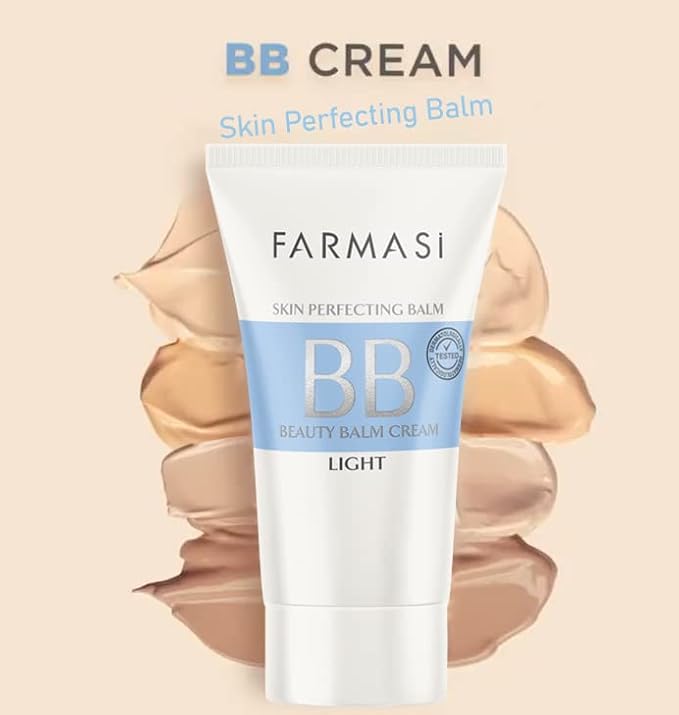 FARMASi Make Up BB Cream Beauty Balm, Full-Coverage Foundation, Concealer, Moisturizer BB Cream for All Skin Types, 1.7 fl. oz. / 50 ml (Light)