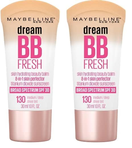 Maybelline Dream Fresh Skin Hydrating BB cream, 8-in-1 Skin Perfecting Beauty Balm with Broad Spectrum SPF 30, Sheer Tint Coverage, Oil-Free, Light/Medium, 1 Fl Oz