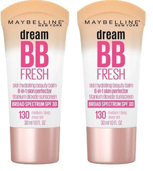 Maybelline Dream Fresh Skin Hydrating BB cream, 8-in-1 Skin Perfecting Beauty Balm with Broad Spectrum SPF 30, Sheer Tint Coverage, Oil-Free, Light/Medium, 1 Fl Oz