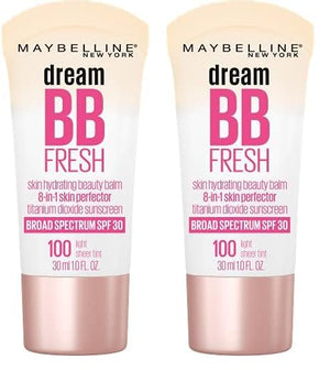Maybelline Dream Fresh Skin Hydrating BB cream, 8-in-1 Skin Perfecting Beauty Balm with Broad Spectrum SPF 30, Sheer Tint Coverage, Oil-Free, Light/Medium, 1 Fl Oz