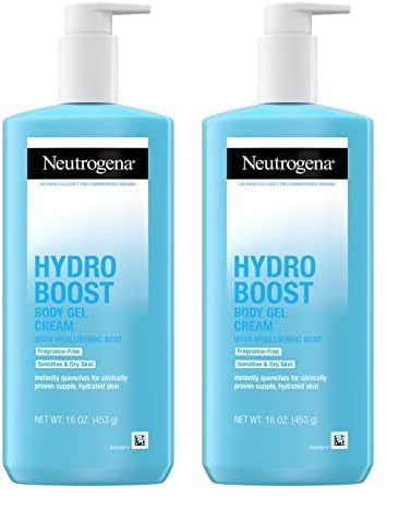 Neutrogena Hydro Boost Body Gel Cream With Hyaluronic Acid, Hydrating Body Lotion For Dry Skin, Fragrance-Free Hyaluronic Acid Moisturizer, 16 OZ