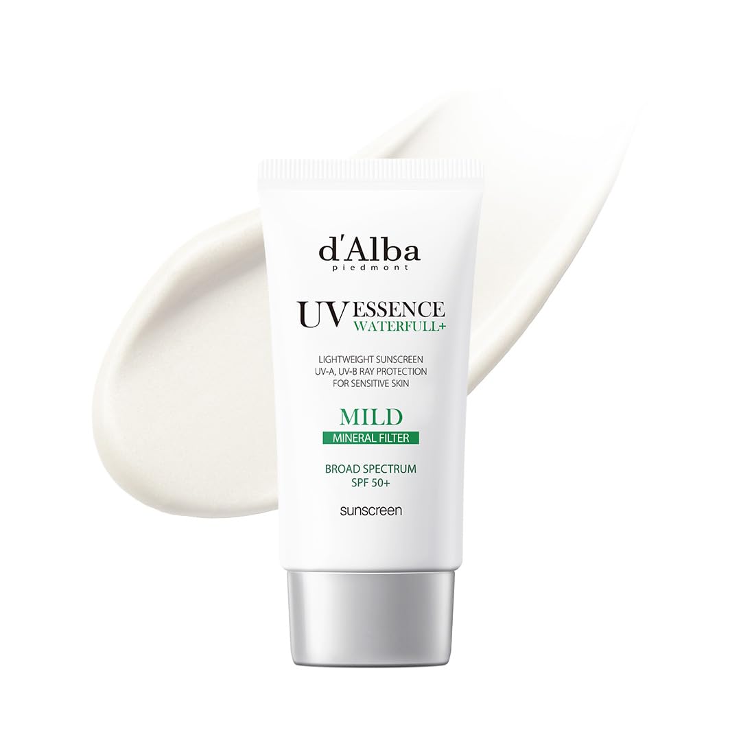 d'alba Piedmont Waterfull Tone-Up Sunscreen Serum BROAD SPECTRUM SPF 50 + Korean Sunscreen for Face, All Skin Tones, Sweat Proof Formula (1.69 fl.oz.)