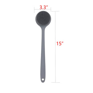 DNC Silicone Back Scrubber for Shower Bath Body Brush with Long Handle (Gray)