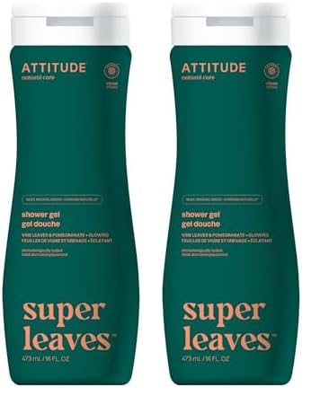 ATTITUDE Body Wash, EWG Verified Shower Gel, Dermatologically Tested, Plant and Mineral-Based, Vegan Personal Care Products, White Tea Leaves, 16 Fl Oz