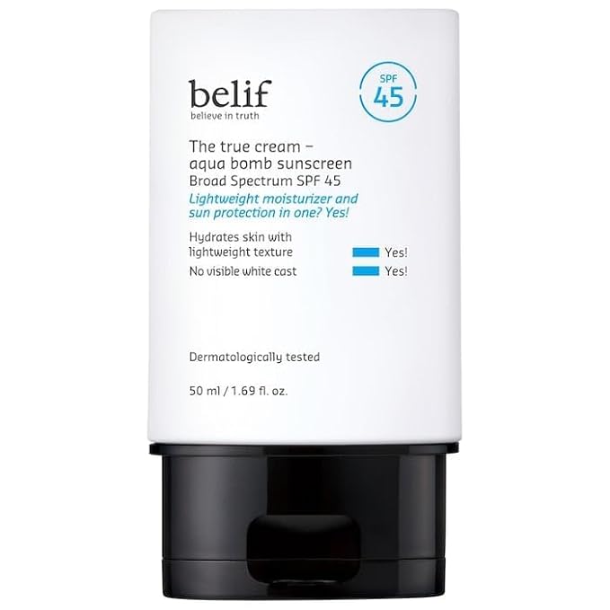 belif Aqua Bomb SPF 45 – Hydrating Niacinamide Sunscreen (1.69 fl. oz) | Lightweight Daily Broad Spectrum PA++++, No White Cast