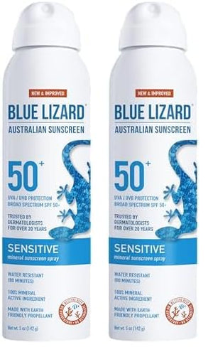 BLUE LIZARD Mineral Sunscreen Sensitive SPF 50+ Spray, 5 Ounce