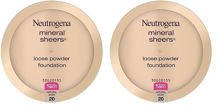Neutrogena Mineral Sheers Lightweight Loose Powder Makeup Foundation with Vitamins A, C, & E, Sheer to Medium Buildable Coverage, Skin Tone Enhancer, Face Redness Reducer, Nude 40,.19 oz