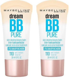 Maybelline Dream Pure Skin Clearing BB Cream, 8-in-1 Skin Perfecting Beauty Balm With 2% Salicylic Acid, Sheer Tint Coverage, Oil-Free, Light/Medium, 1 Count