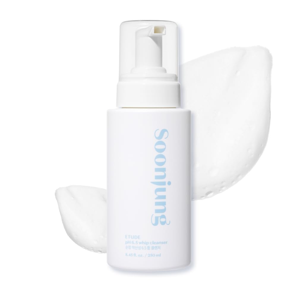 ETUDE SoonJung pH 6.5 Whip Cleanser 8.45 fl.oz (250ml) | Non Comedogenic & Hypoallergenic Soft Bubble Facial Wash for Sensitive Skin | Fragrance-Free & Low-pH Vegan Facial Cleansing Foam | K-Beauty