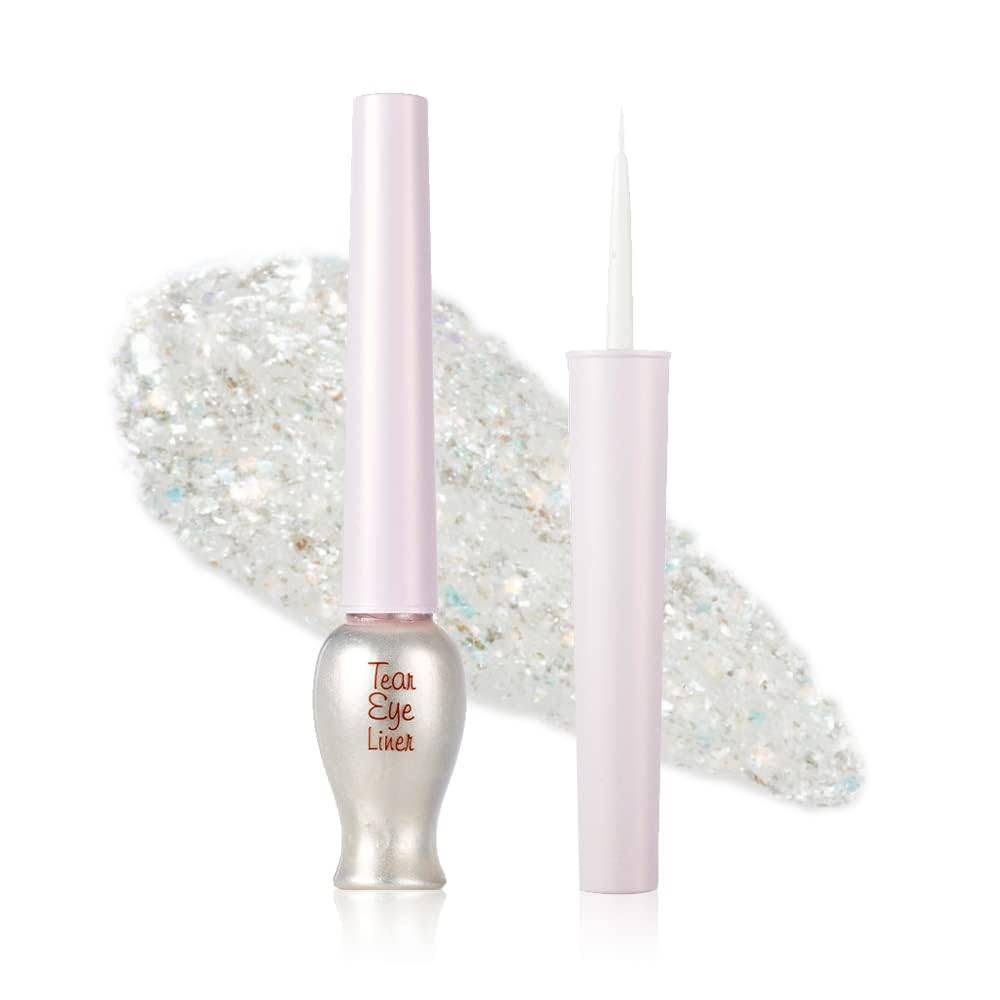ETUDE Tear Drop Eye Liner #1 White Tear (21AD) | Eyes Makeup | Kbeauty | Liquid Glittering Eye Liner to Make Your Eyes Sparkle