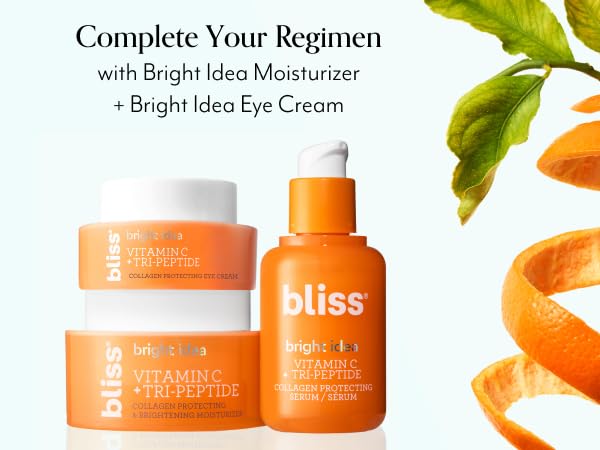 Bliss 15% Vitamin C + Tri-Peptide Bright Idea Serum – Brightening & Firming Anti-Aging Face Serum – Boosts Collagen & Elasticity – 1 fl oz