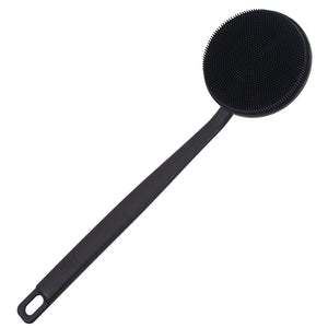 DNC Back Scrubber for Shower Soft Silicone Bath Body Brush with Long Handle (Black)