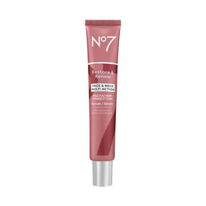 No7 Restore & Renew Multi-Action Face & Neck Serum - Anti Aging Face Serum for Women with Deep Wrinkle Repair - Collagen Infused with Hydrating Hibiscus Peptides & Hyaluronic Acid (0.5 Fl Oz)