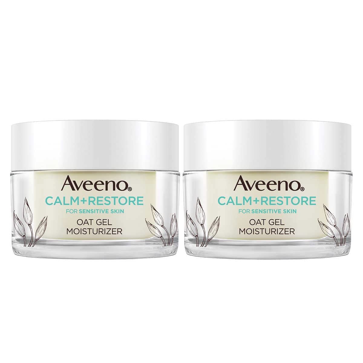 Aveeno Calm+Restore Oat Gel Face Moisturizer, Sensitive Skin, 1.7 oz - Hypoallergenic, Fragrance & Paraben-Free (Pack of 2)