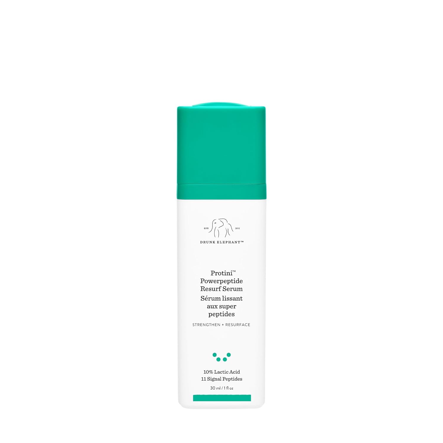 Drunk Elephant Protini Powerpeptide Resurf Serum - 30 ml/1 fl oz - Exfoliating Lactic Acid AHA Serum - Clean Clinical Skincare - Cruelty-Free - Free of Essential Oils, Silicones, and Fragrance