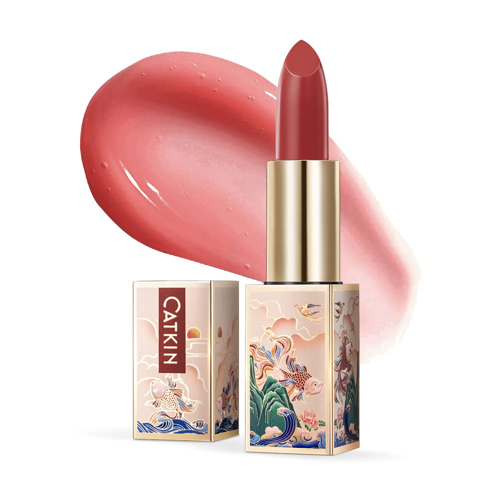 CATKIN Lip Balm Color Tinted Lip Stain Ultra Hydrating Moistrurizer Chapstick with Vitamin E Nourishing For Cracked & Dry Lips 0.12 oz C06 Camellia