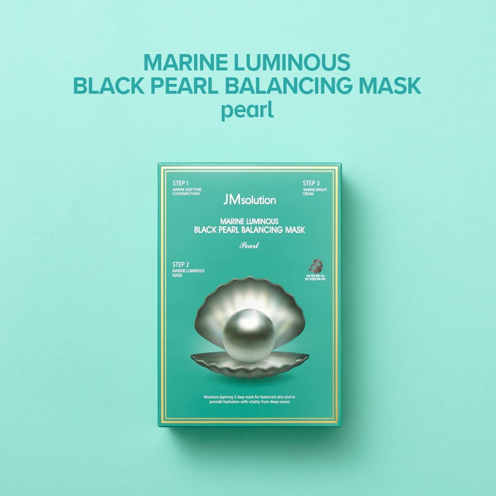 JMSolution Marine Luminous Black Pearl Balancing -3STEP Intensive Care- Korean Skincare Facial Mask-10 sheets for all skin type
