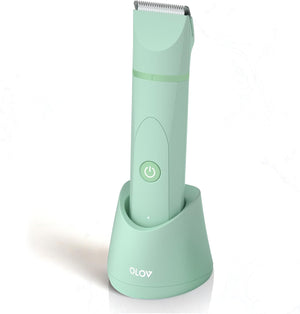 OLOV Electric Body Hair Trimmer - Groin Trimmer for Men - Bikini Trimmer Women - Wet/Dry Shaver Groomer, Replaceable Ceramic Blade Heads, USB Recharge Dock, Waterproof Hygiene Razor,Black