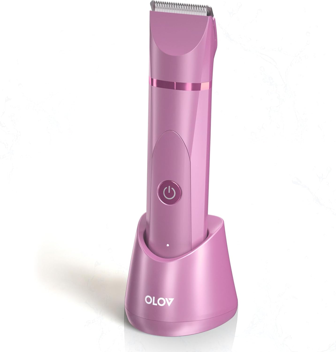 OLOV Electric Body Hair Trimmer - Groin Trimmer for Men - Bikini Trimmer Women - Wet/Dry Shaver Groomer, Replaceable Ceramic Blade Heads, USB Recharge Dock, Waterproof Hygiene Razor,Black