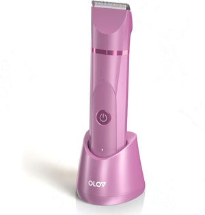 OLOV Electric Body Hair Trimmer - Groin Trimmer for Men - Bikini Trimmer Women - Wet/Dry Shaver Groomer, Replaceable Ceramic Blade Heads, USB Recharge Dock, Waterproof Hygiene Razor,Black