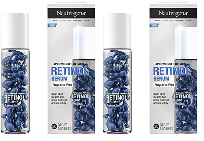 Neutrogena Rapid Wrinkle Repair Retinol Face Serum Capsules, Fragrance-Free Daily Facial with that fights Fine Lines, Wrinkles, Dullness, Alcohol-Free & Non-Greasy, 30 ct