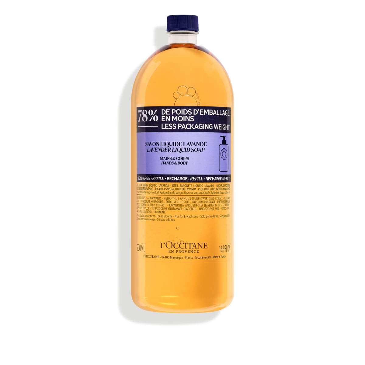 L'OCCITANE Shea Hands & Body Lavender Liquid Soap Refill 16.90 fl. oz