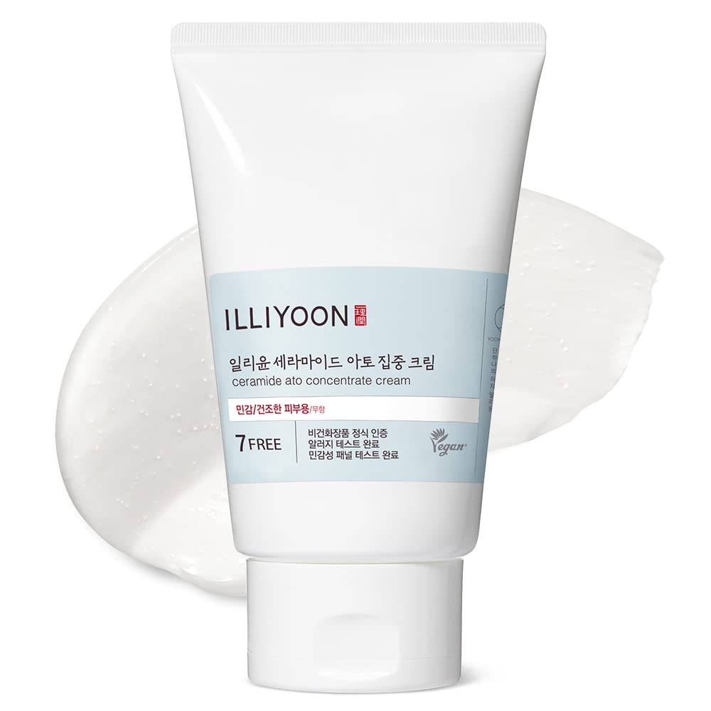 Illiyoon Ceramide Ato Concentrate Cream | Moisturizer for Dry & Sensitive Skin, 100hr Lasting Hydration, For Face & Body, Gentle for Infants, Moisture Barrier Repair, Vegan Certified, 6.76 fl.oz.