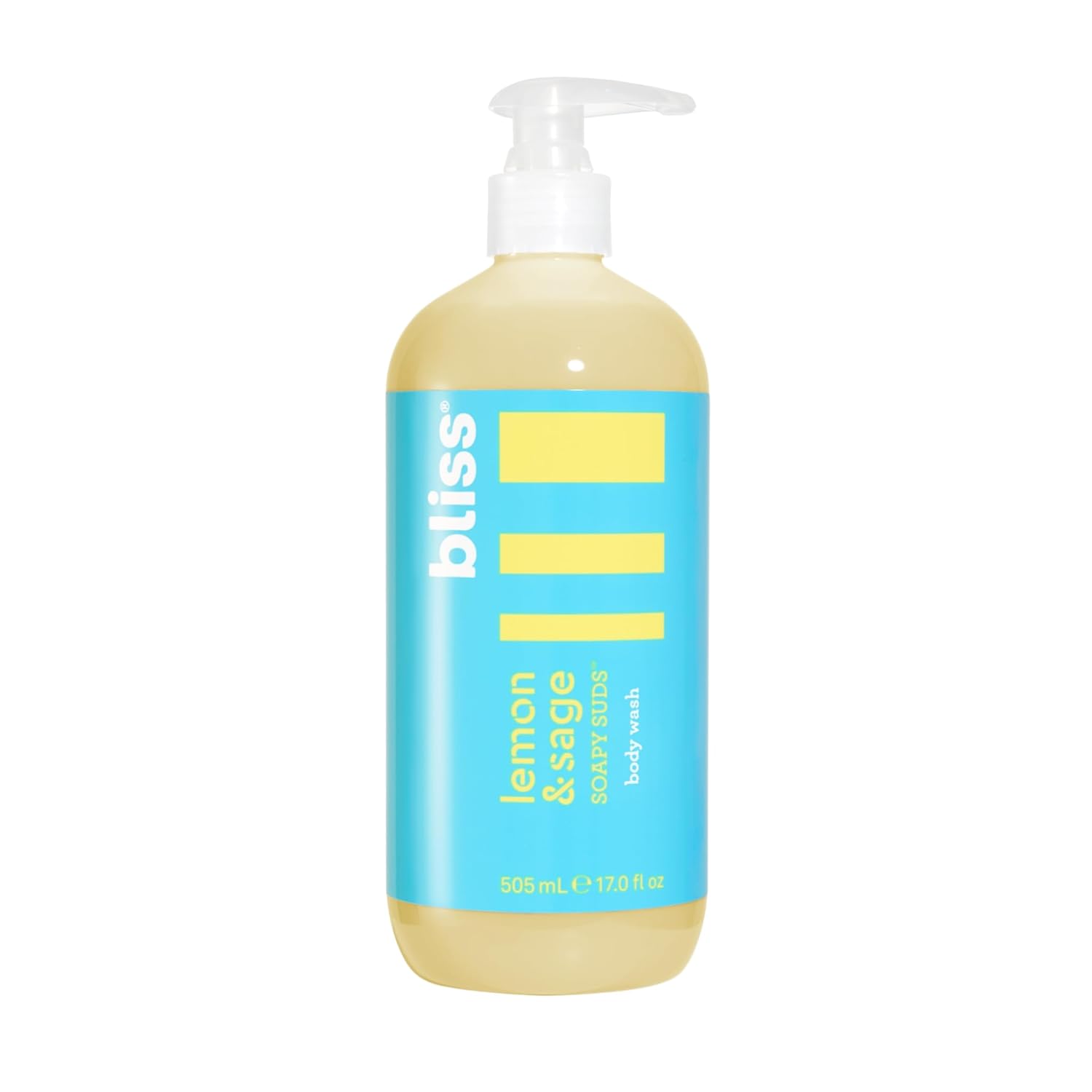 Bliss Soapy Suds Body Wash - Lemon and Sage - 17 Fl Oz - Gentle and Hydrating for Supremely Soft Skin - Paraben Free - Vegan & Cruelty Free