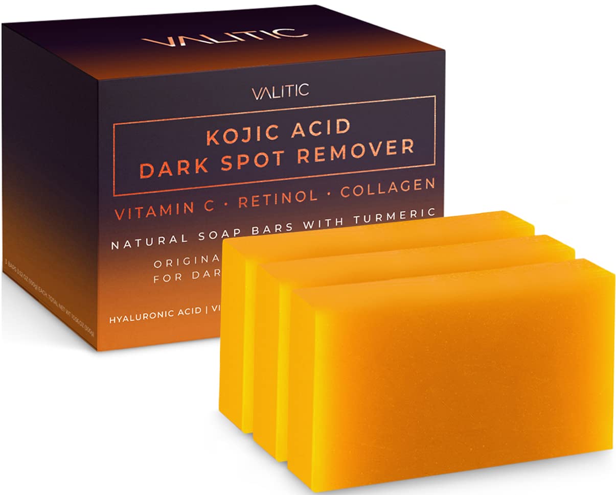 VALITIC Dark Spot Remover Soap Bars with Vitamin C, Retinol, Collagen, Turmeric - Original Japanese Complex Infused with Hyaluronic Acid, Vitamin E, Shea Butter, Castile Olive Oil (2 Pack)
