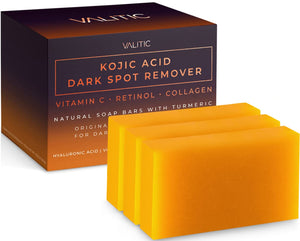 VALITIC Dark Spot Remover Soap Bars with Vitamin C, Retinol, Collagen, Turmeric - Original Japanese Complex Infused with Hyaluronic Acid, Vitamin E, Shea Butter, Castile Olive Oil (2 Pack)
