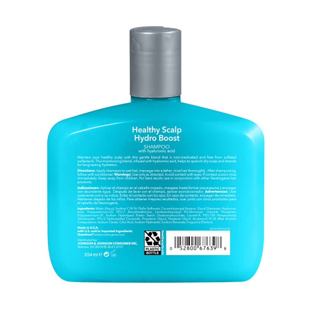 Neutrogena Moisturizing Healthy Scalp Hydro Boost Shampoo & Conditioner for Dry Hair and Scalp, with Hydrating Hyaluronic Acid, pH-Balanced, Paraben & Phthalate-Free, Color-Safe, 12 Fl Oz