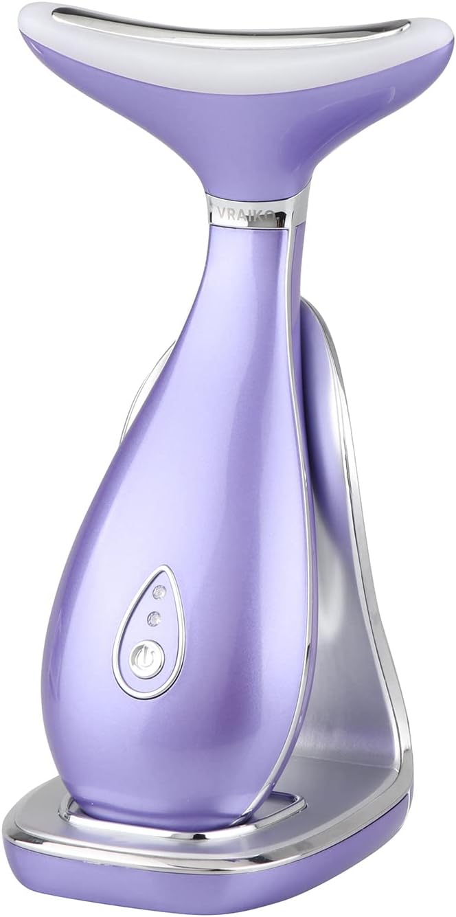 Lily Neck Face Massager, Face Sculpting Tool, Skin Rejuvenation Device with Thermal, Triple Action LED and Vibration, for Anti-Aging, Lifting and Tightening Sagging Skin (Pearl White)