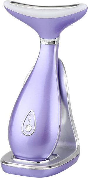 Lily Neck Face Massager, Face Sculpting Tool, Skin Rejuvenation Device with Thermal, Triple Action LED and Vibration, for Anti-Aging, Lifting and Tightening Sagging Skin (Pearl White)