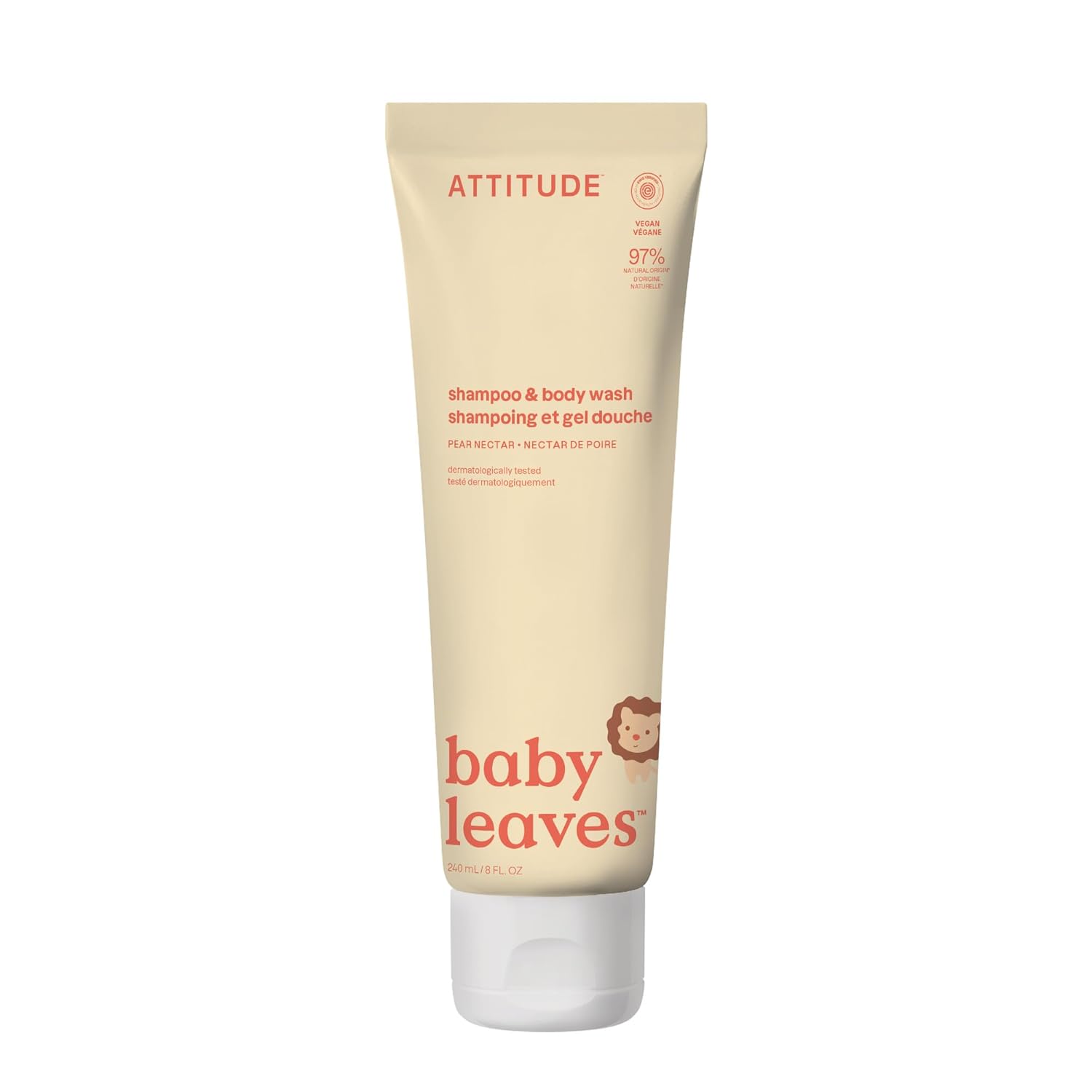 ATTITUDE 2-in-1 Shampoo and Body Wash for Baby, Fragrance-Free EWG Hypoallergenic Plant- and Mineral-Based Ingredients, Vegan and Cruelty-Free, Unscented, 16 Fl Oz