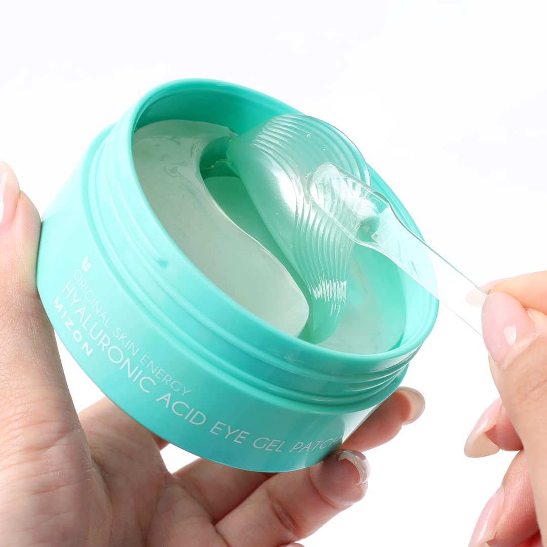MIZON Hyaluronic Eye Gel Patch with Triple Hyaluronic Acid and Seaweed Extracts for Deep Hydration, Plumping, and Soothing – 60pcs – Improves Dryness and Smooth Texture