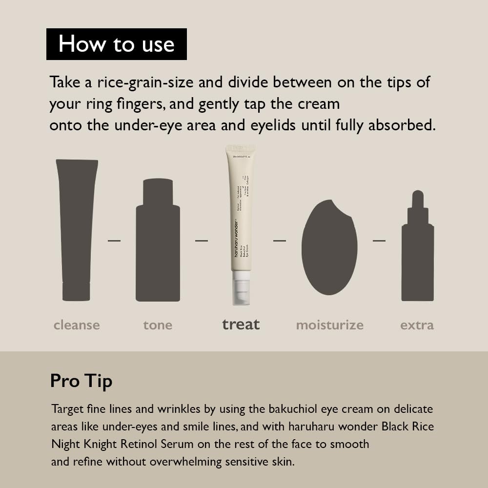 [Haruharu Wonder] Black Rice Bakuchiol Eye Cream 0.67 fl.oz / 20ml | Anti-Aging, Wrinkle Care, Natural Retinol Alternative | Cruelty Free, EWG-Green