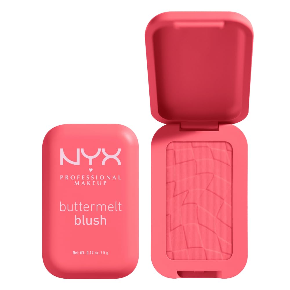 NYX PROFESSIONAL MAKEUP Buttermelt Powder Blush, Fade and Transfer-Resistant Blush, Up to 12HR Make Up Wear, Vegan Formula - Back And Butta