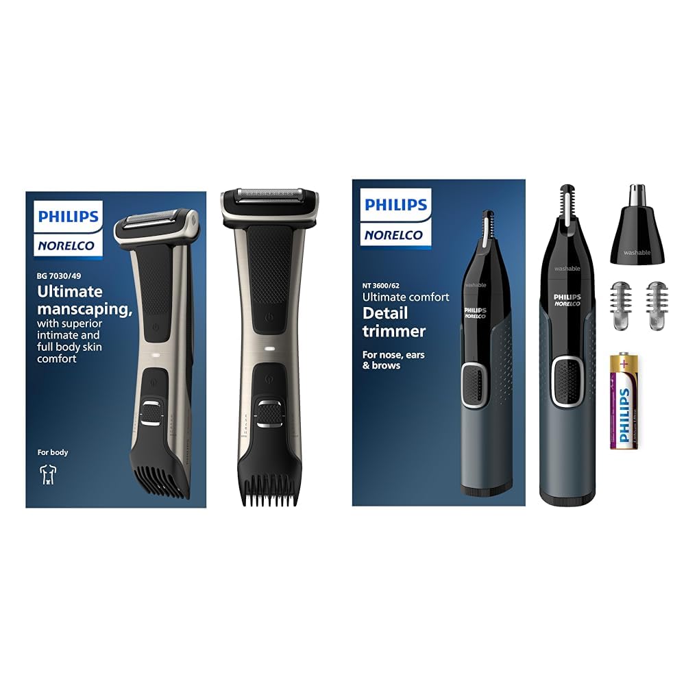 Philips Norelco Bodygroom 7000 Series, Showerproof Groin and Body Trimmer for Men, Precise Body Grooming, Adjustable Comb, Safe Even Below The Belt, 80 Min. Runtime, Model BG7030/49