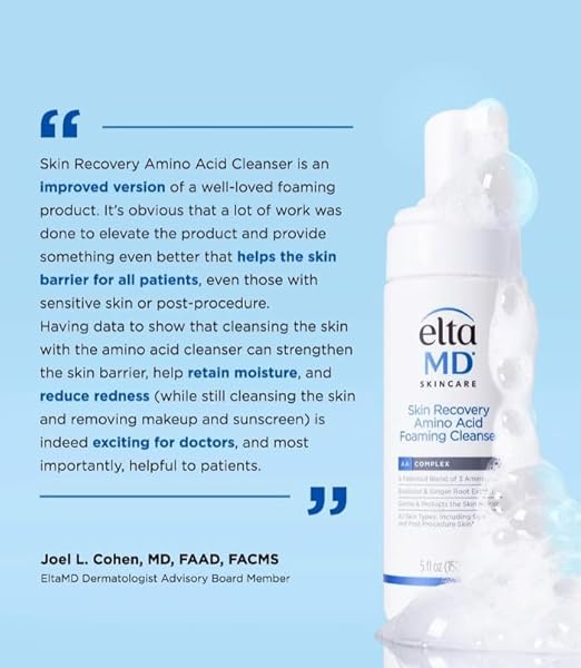 EltaMD Skin Recovery Amino Acid Foaming Facial Cleanser, Gentle Face Cleanser for Sensitive Skin