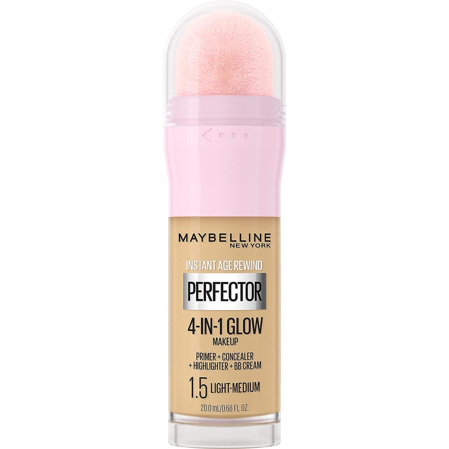 Maybelline New York Instant Age Rewind Instant Perfector 4-In-1 Glow Makeup - Primer, Concealer, Highlighter and BB Cream in 1, Fair/Light, 0.68 fl oz