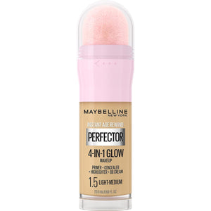 Maybelline New York Instant Age Rewind Instant Perfector 4-In-1 Glow Makeup - Primer, Concealer, Highlighter and BB Cream in 1, Fair/Light, 0.68 fl oz