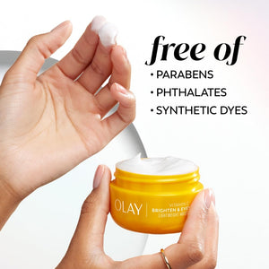 Olay Bright & Even Vitamin C with Lactic Acid Face Moisturizer, 2 oz Lightweight Brightening Face Cream for Uneven Skin Tone, Recyclable Eco Jar Packaging, Value Size