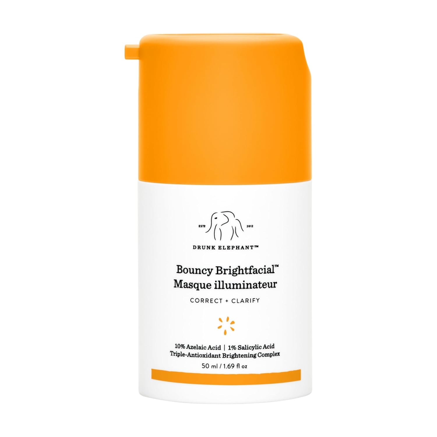 Drunk Elephant Bouncy Brightfacial - 50 ml/1.69 fl oz - Illuminating Face Mask - Clean Clinical Skincare - Cruelty-Free - Dermatologist-Tested - Free of Essential Oils, Silicones, and Fragrance