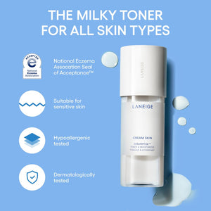 LANEIGE Cream Skin Refillable Toner & Moisturizer with Ceramides and Peptides: Korean Milky Toner, Amino Acid, Nourish, Hydrate, Barrier-Boosting, Visibly Firm